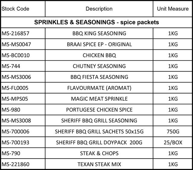 SPRINCKLES AND SEASONINGS