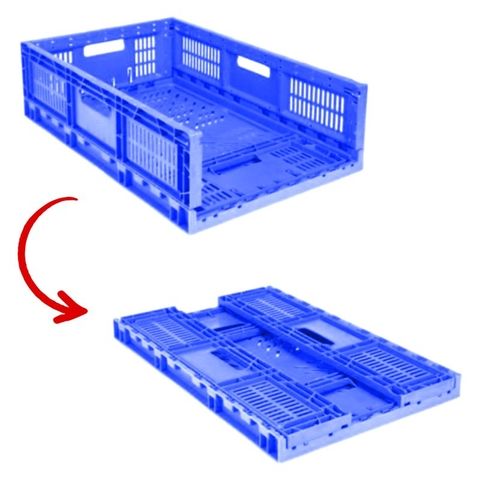 Collapsible Vented Crate - Blue 600 x 400 x 180mm