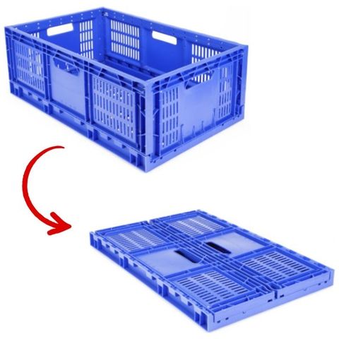 Collapsible Vented Crate - Blue600 x 400 x 230mm