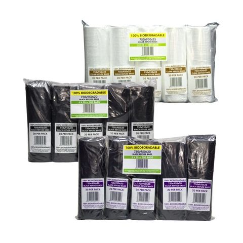 Biodegradable-bags-refuse-clear-black-bales-of-5-packs