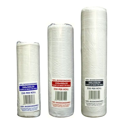 Biodegradable-bags-on-a-roll-clear-various-sizes