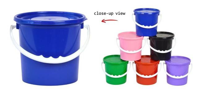 Blue-plastic-party-bucket-close-up-and-variety-of-party-buckets-plastic-colours-1l