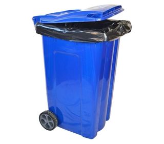 Black-refuse-bag-in-blue-wheelie-bin